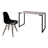 Mesa Escrivaninha Fit 120cm Branco E Cadeira Charles Ft1 Preta - Mpozenato - 1