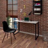 Mesa Escrivaninha Fit 120cm Branco E Cadeira Charles Ft1 Preta - Mpozenato - 2