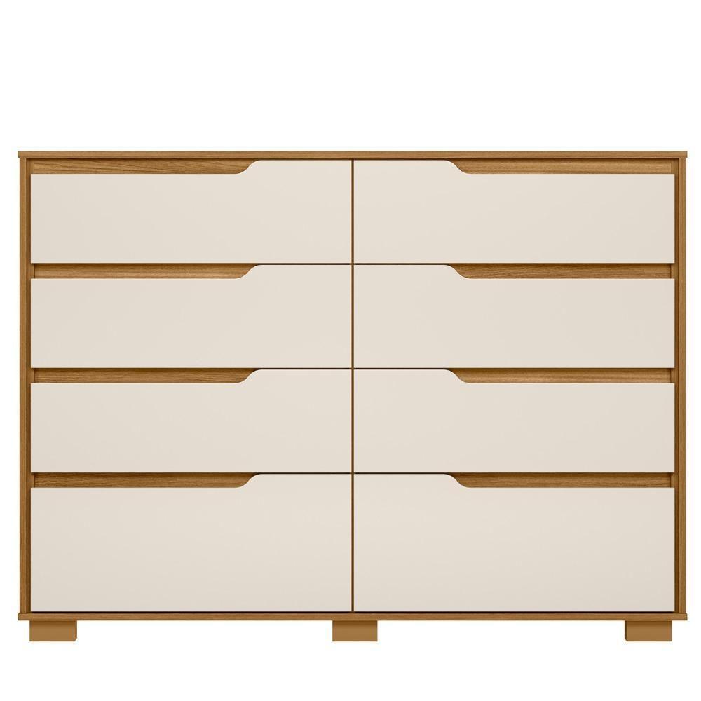 Cômoda Para Quarto 8 Gavetas 147cm Parma M07 Freijó-off White - Mpozenato - 1