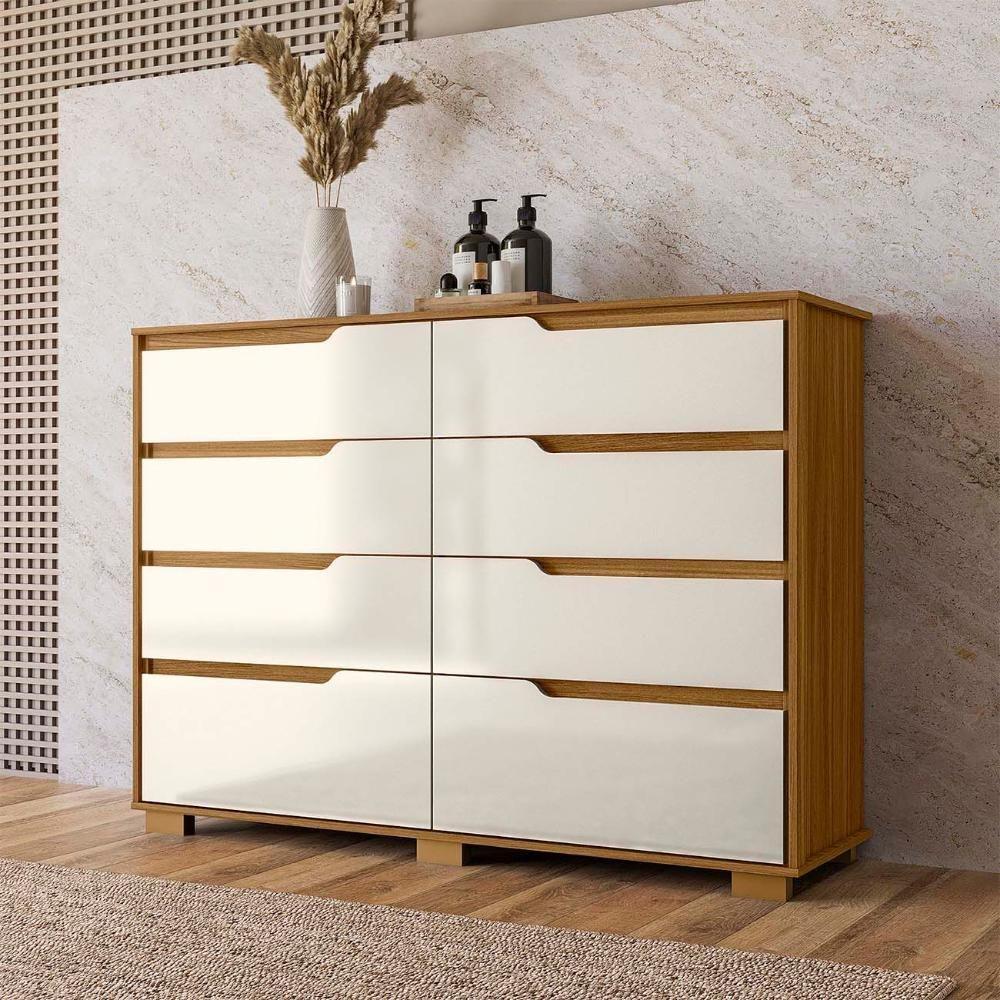 Cômoda Para Quarto 8 Gavetas 147cm Parma M07 Freijó-off White - Mpozenato - 2