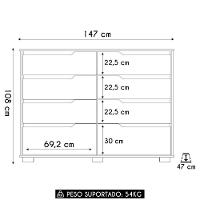 Cômoda Para Quarto 8 Gavetas 147cm Parma M07 Freijó-off White - Mpozenato