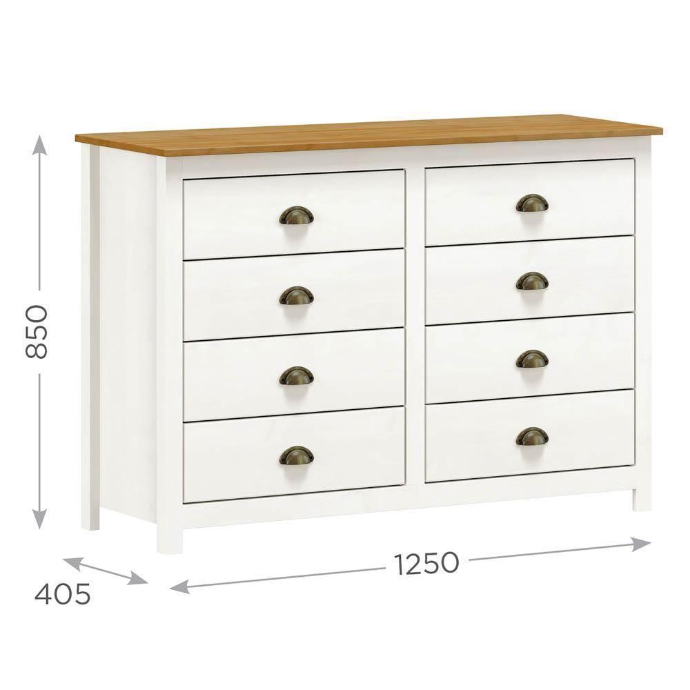 Cômoda Para Quarto 8 Gavetas Estilo Americano 125cm Lázio F07 Branco-carvalho - Mpozenato - 4