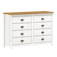 Cômoda Para Quarto 8 Gavetas Estilo Americano 125cm Lázio F07 Branco-carvalho - Mpozenato - 1