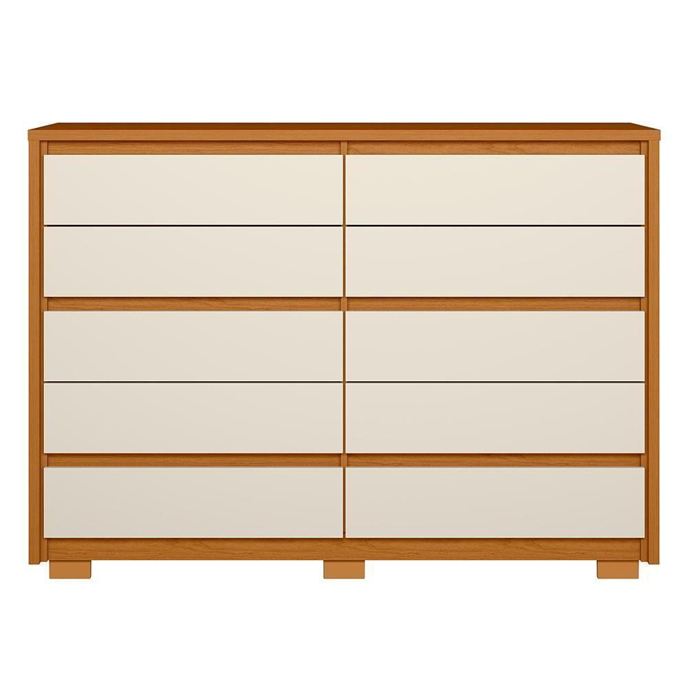 Cômoda Para Quarto 10 Gavetas 151cm Duetto Cinamomo-off White - Albatroz - 6