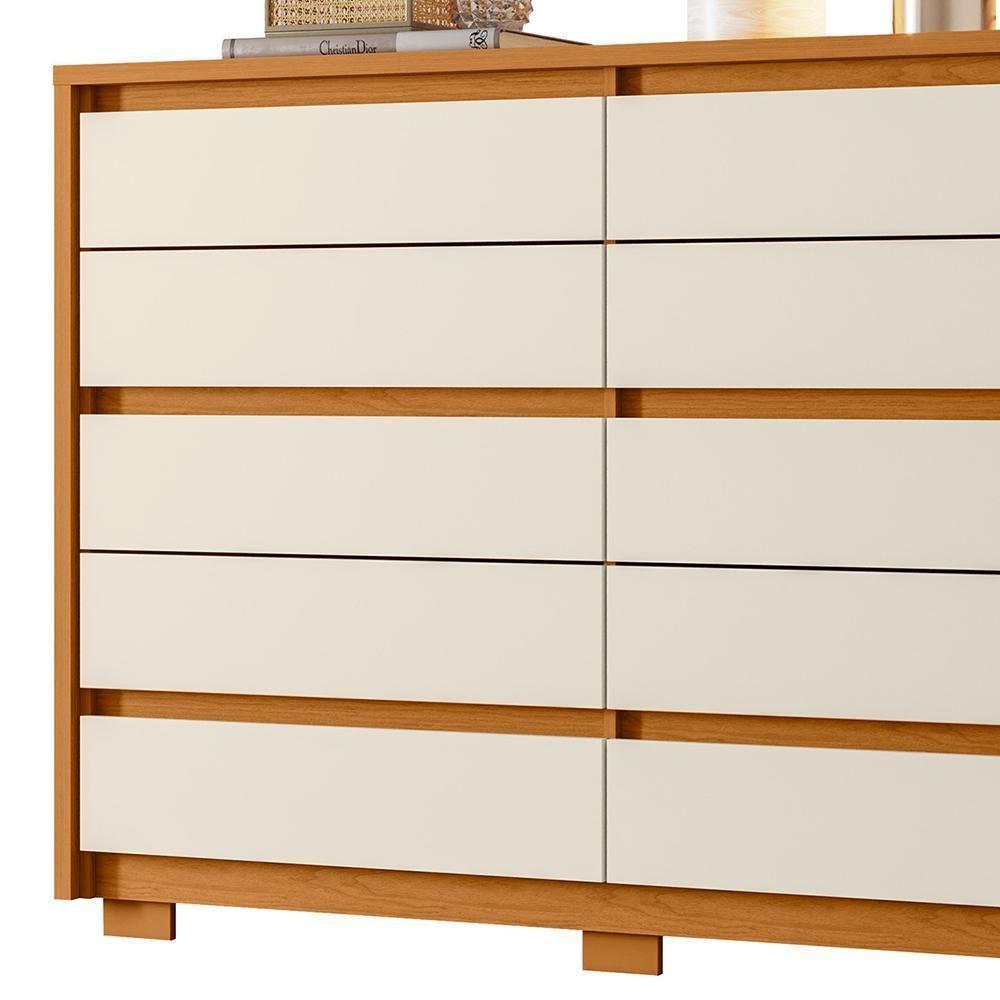 Cômoda Para Quarto 10 Gavetas 151cm Duetto Cinamomo-off White - Albatroz - 7