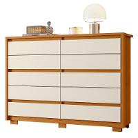 Cômoda Para Quarto 10 Gavetas 151cm Duetto Cinamomo-off White - Albatroz - 1