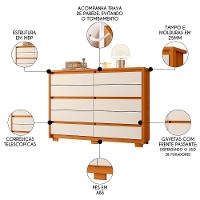 Cômoda Para Quarto 10 Gavetas 151cm Duetto Cinamomo-off White - Albatroz - 3