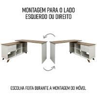 Mesa Escrivaninha Em L Golden E Balcão 1 Porta 3 Gavetas Merano A06 Olmo-branco - Mpozenato - 6