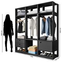 Módulo Guarda Roupa Closet Casal 1 Porta 2 Gavetas Titan Preto Velluto - Móveis Leão - 2