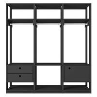 Módulo Guarda Roupa Closet Casal 1 Porta 2 Gavetas Titan Preto Velluto - Móveis Leão - 4