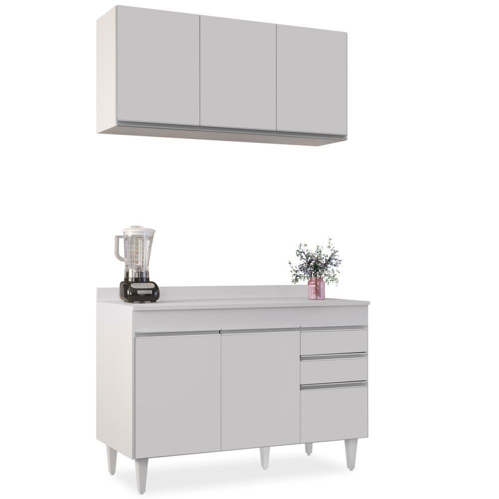 Armário Virgínia E Balcão Com Tampo Michigan 120cm Branco - Lumil - 1