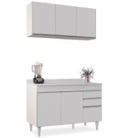 Armário Virgínia E Balcão Com Tampo Michigan 120cm Branco - Lumil - 1