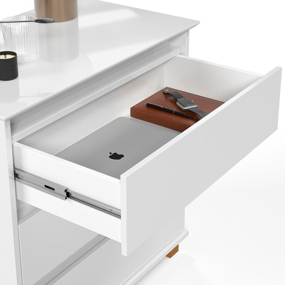 Cômoda Para Quarto 3 Gavetas 68cm Ej Branco - Ej Móveis - 5