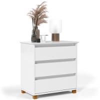 Cômoda Para Quarto 3 Gavetas 68cm Ej Branco - Ej Móveis - 1