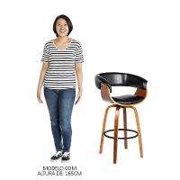 Kit 3 Banquetas Giratória Alta Com Encosto Base Madeira Ravi R02 Sintético Preto - Mpozenato - 5