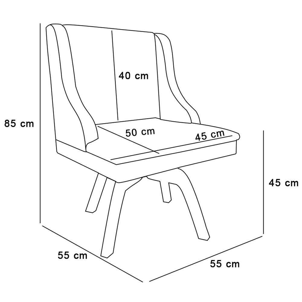 Cadeira Estofada Para Sala De Jantar Base Giratória De Madeira Lia Suede Cinza - Ibiza - 4