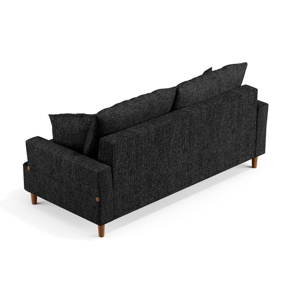 Sofá Living 3 Lugares 200cm Com Almofadas Veras D05 Linho Grafite - Mpozenato - 5
