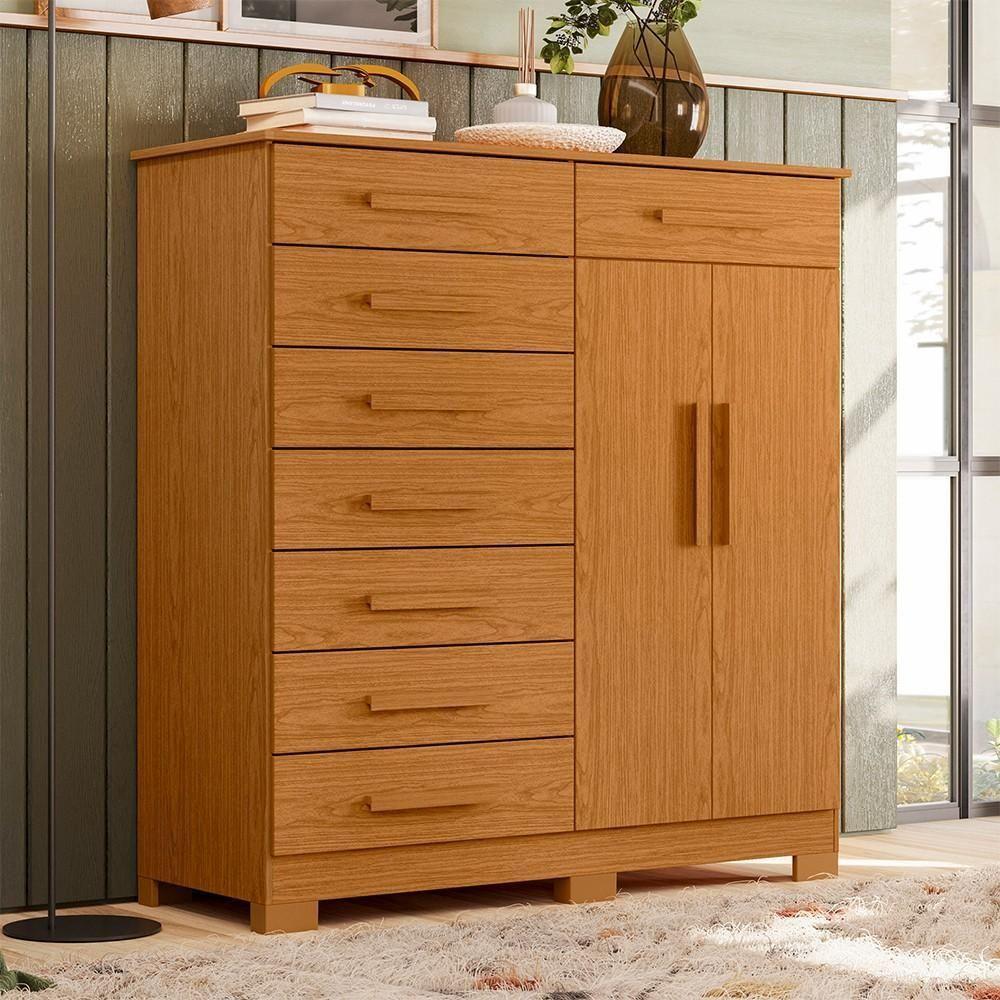Cômoda Sapateira 8 Gavetas 2 Portas 125cm Verona Cinamomo - Albatroz - 2