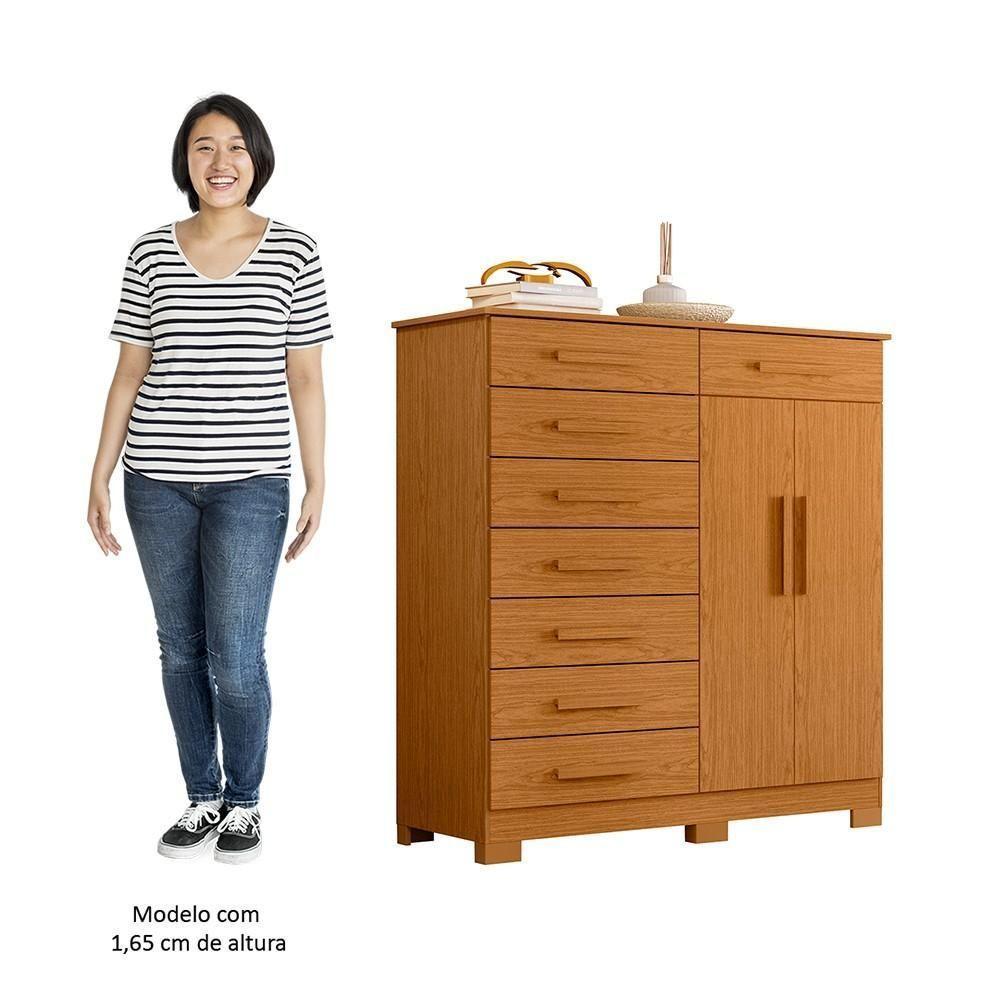 Cômoda Sapateira 8 Gavetas 2 Portas 125cm Verona Cinamomo - Albatroz - 5