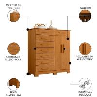 Cômoda Sapateira 8 Gavetas 2 Portas 125cm Verona Cinamomo - Albatroz - 3