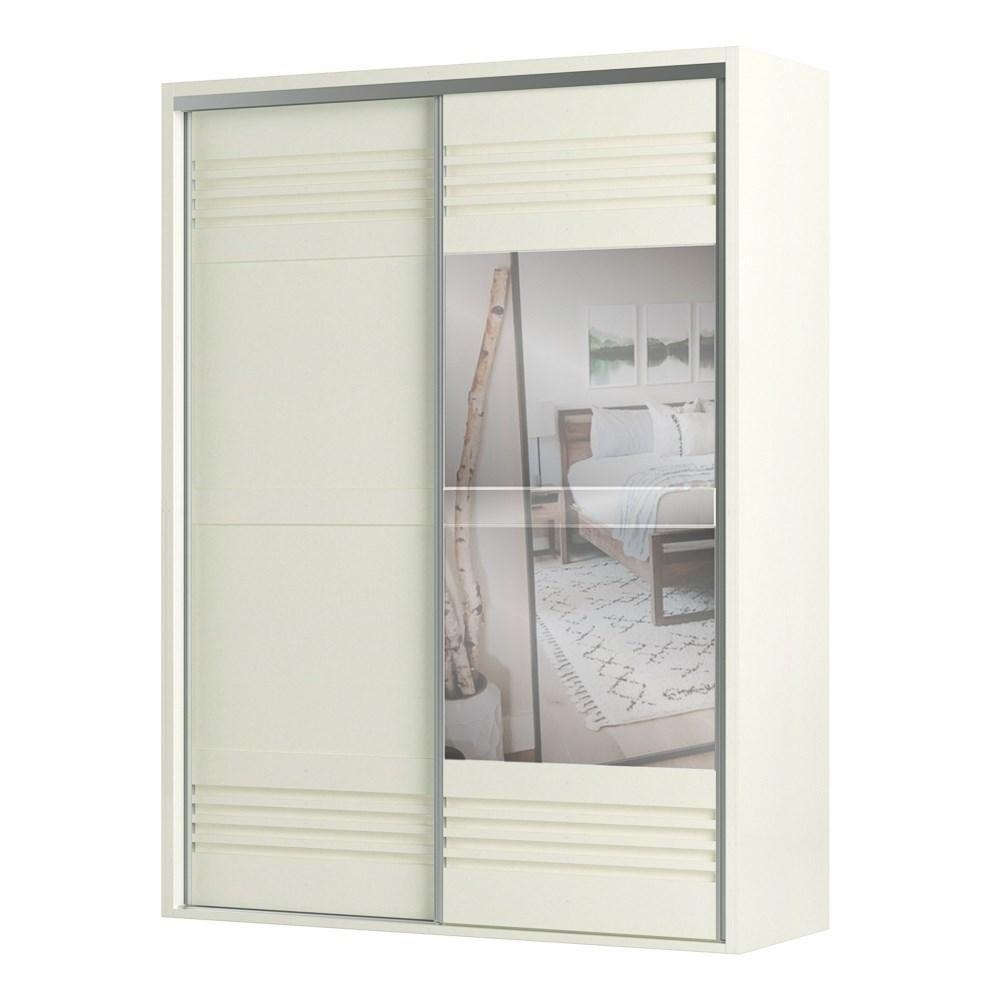 Guarda Roupa Solteiro Com Espelho 179cm 2 Portas 100% Mdf Tw601e Off White - Dalla Costa - 1