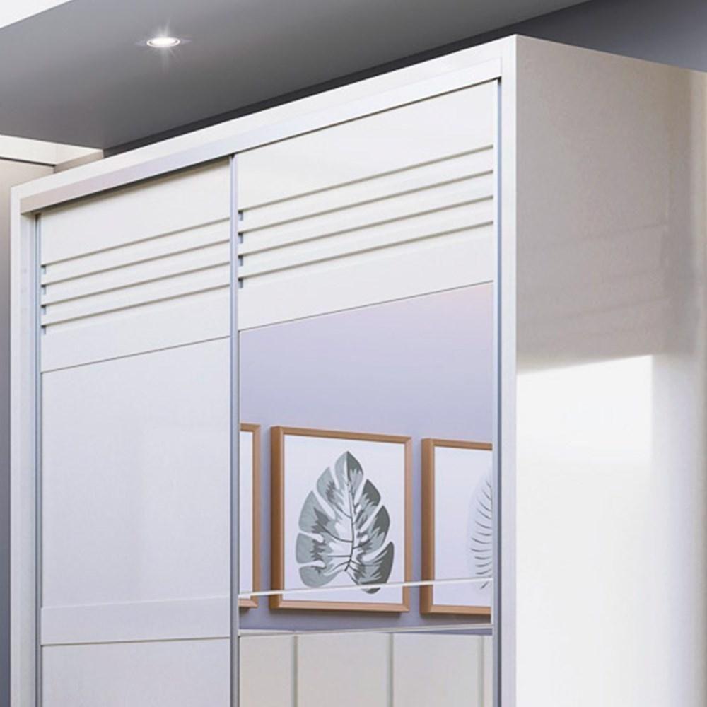 Guarda Roupa Solteiro Com Espelho 179cm 2 Portas 100% Mdf Tw601e Off White - Dalla Costa - 4