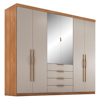 Guarda Roupa Casal 262cm Com Espelho Giard D02 Amêndola-nude - Mpozenato