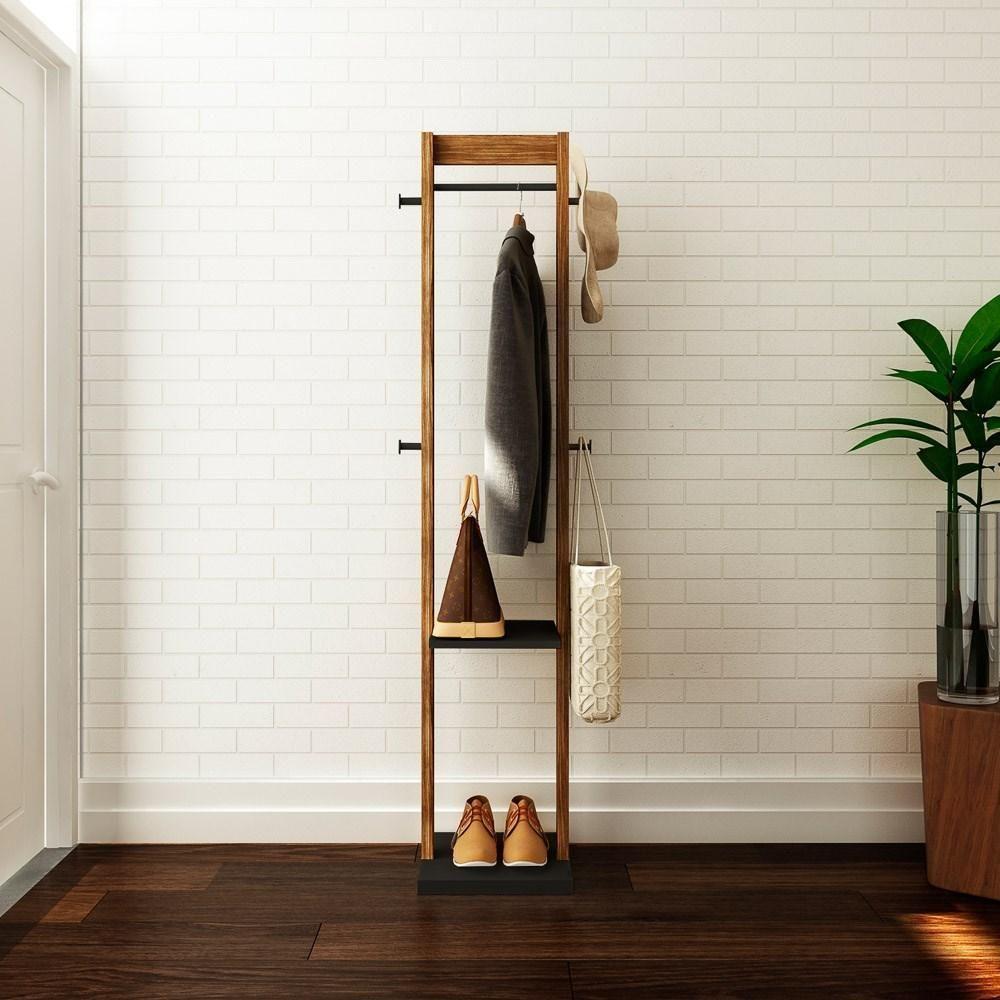 Cabideiro Grande Com Prateleira Az1019 Nogal-preto - Tecno Mobili - 2