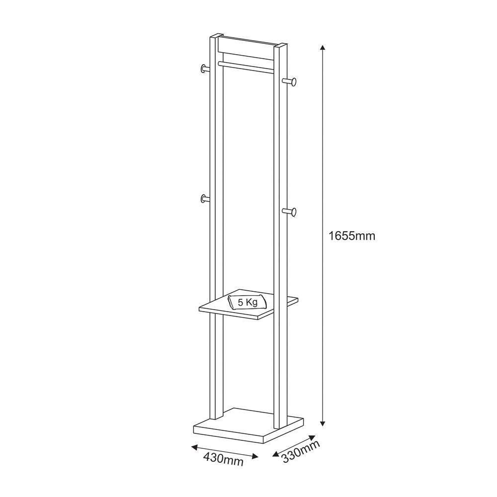 Cabideiro Grande Com Prateleira Az1019 Nogal-preto - Tecno Mobili - 6