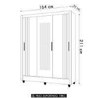 Guarda Roupa Solteiro Espelho 3 Portas Viena M07 Freijó-off - Mpozenato