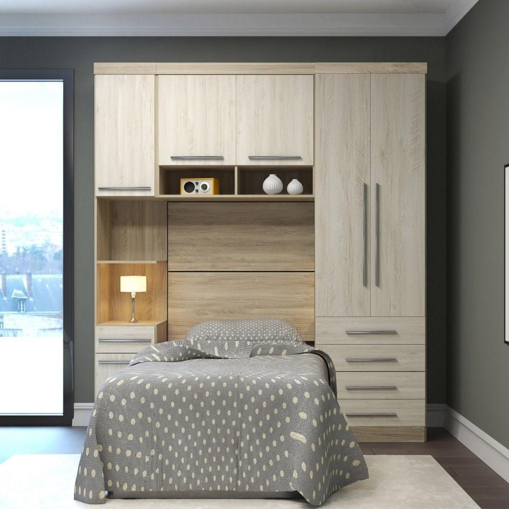 Jogo De Quarto Solteiro Modulado 4 Peças Master Avelã Rústico-ártico Rústico - Eucamóveis - 2