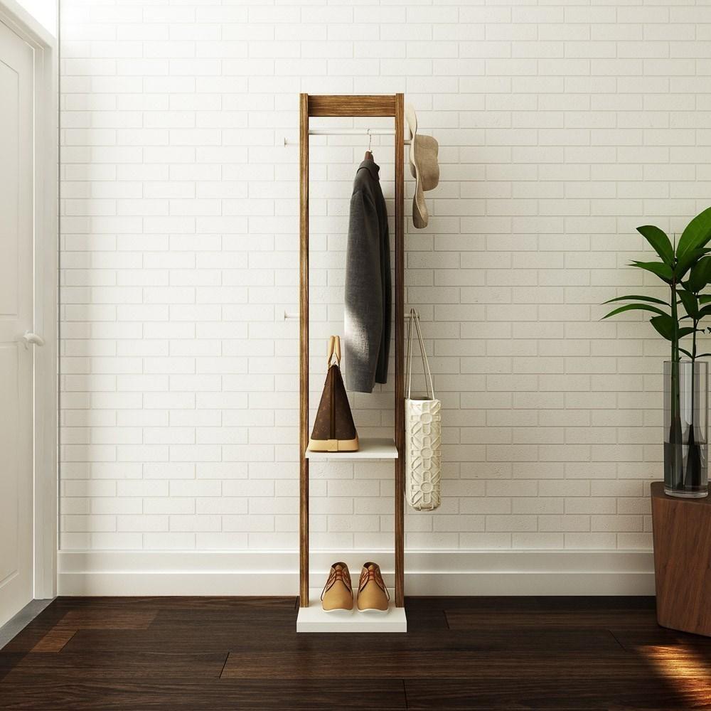 Cabideiro Grande Com Prateleira Az1019 Nogal-branco - Tecno Mobili - 2