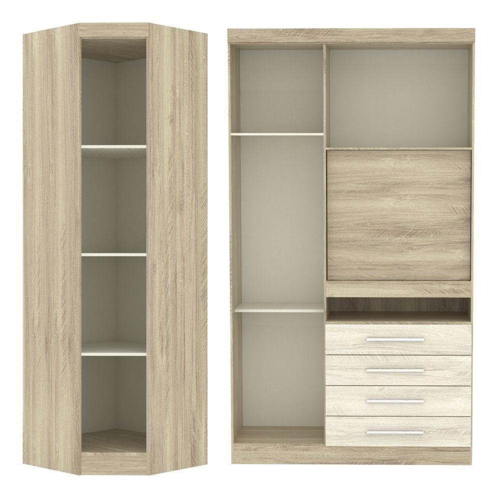 Jogo De Quarto Casal Modulado 001 Master Avelã Rústico-ártico Rústico - Eucamóveis - 3