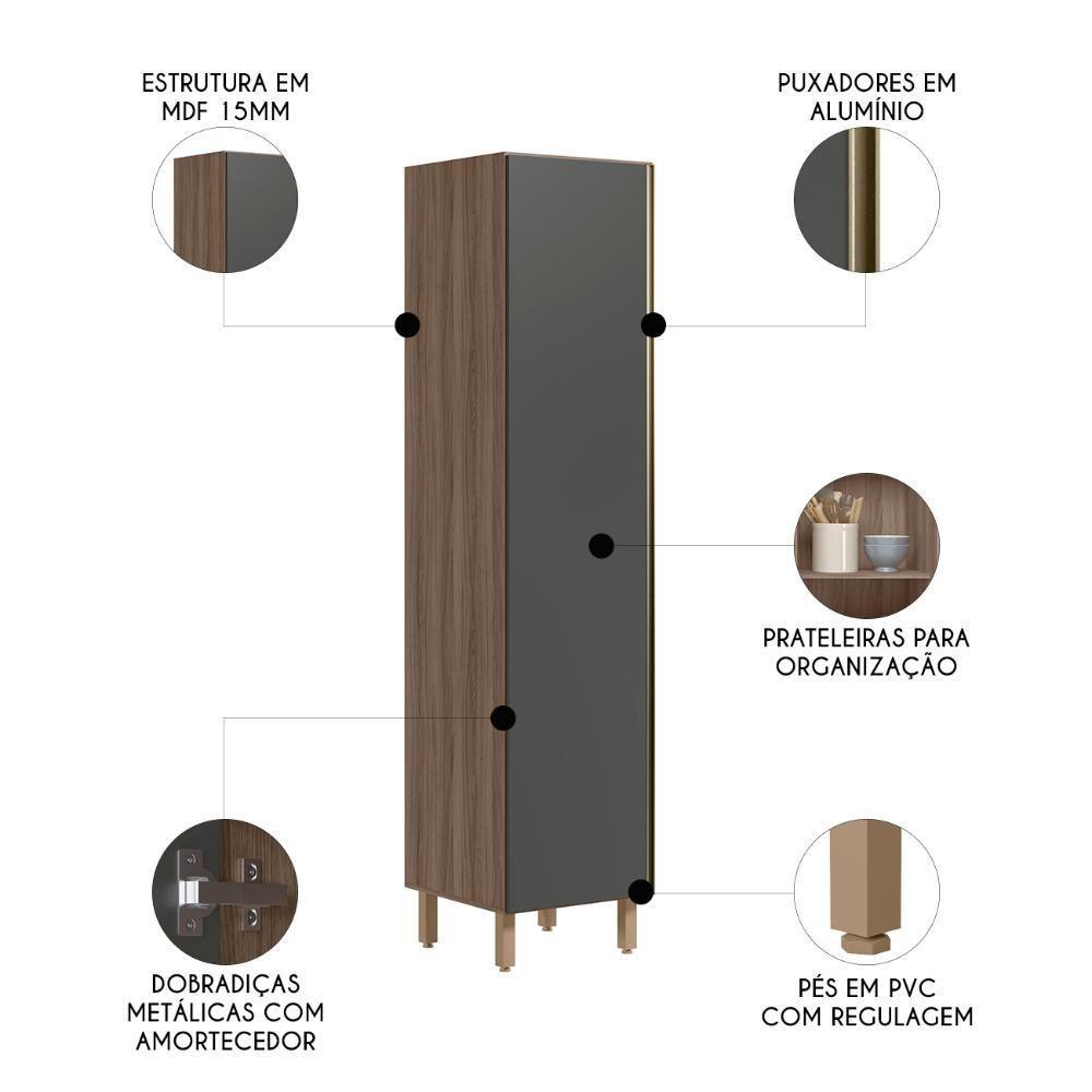 Paneleiro De Cozinha 1 Porta Maly N03 Carvalho-grafite - Mpozenato - 3