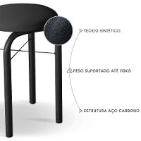Kit 2 Banquetas Baixas Para Cozinha Em Aço Manu Sintético I01 Preto - Mpozenato - 3