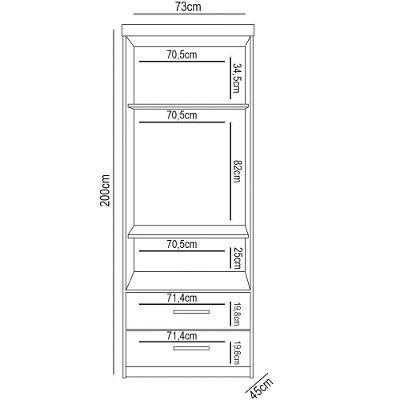 Guarda Roupa Infantil Solteiro Chiara 2 Portas de Bater 2 Gavetas Off White-Carvalho