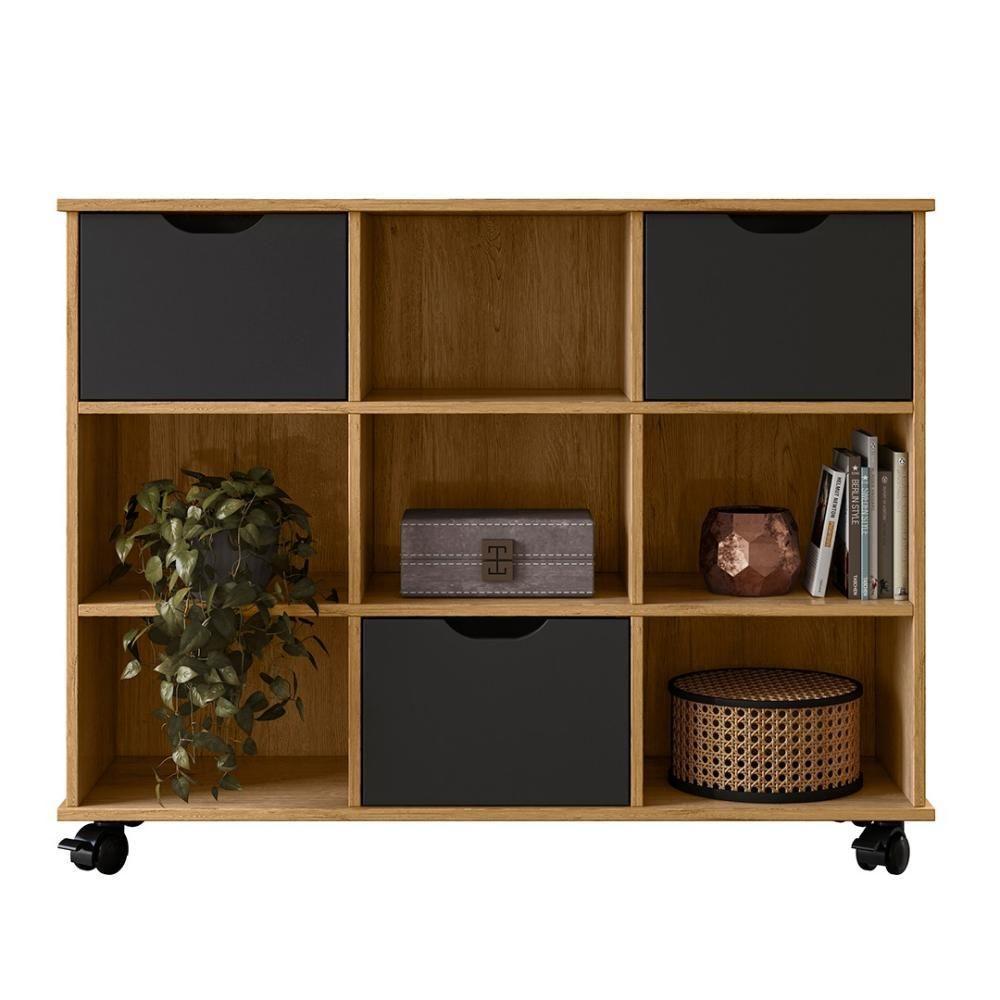 Nicho Organizador 3 Gavetas Com Rodízios Freijó-preto - Qmovi - 1