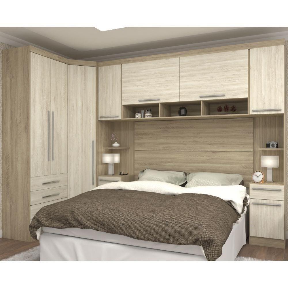 Jogo De Quarto Casal Modulado 007 Master Avelã Rústico-ártico Rústico - Eucamóveis - 1