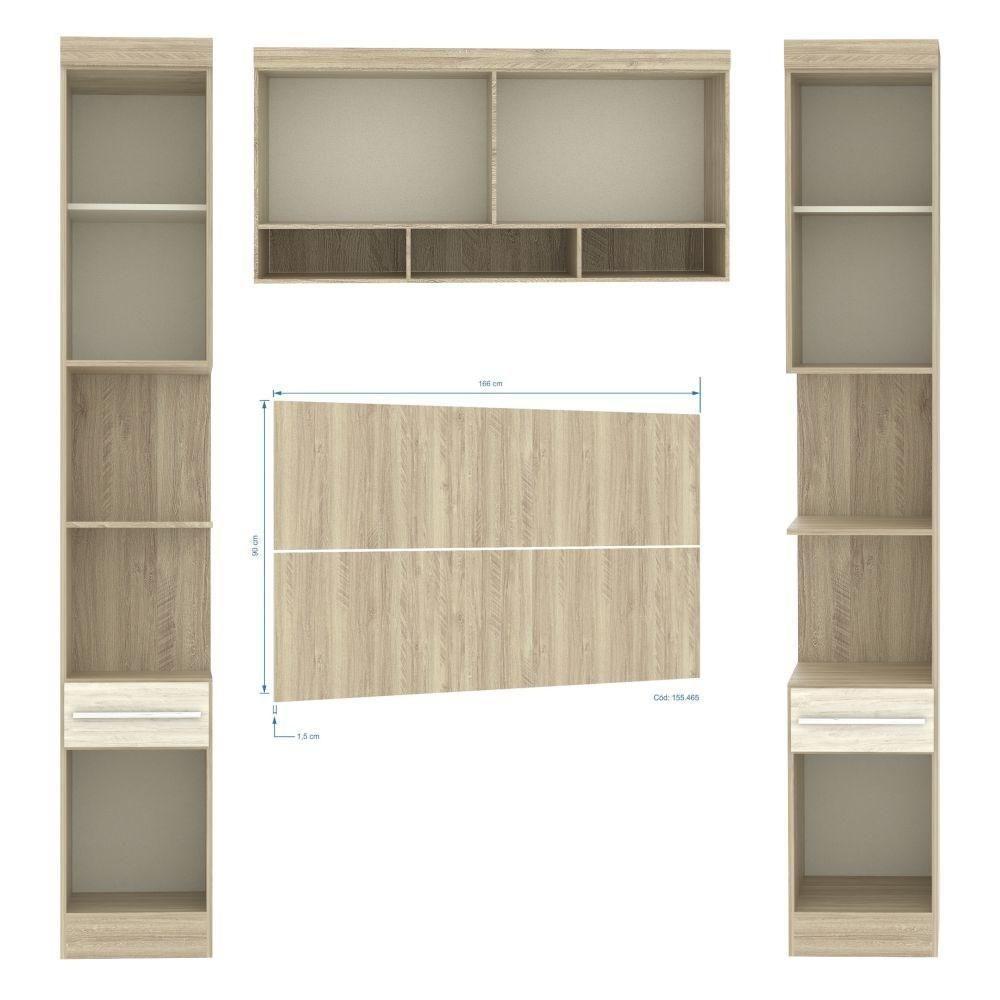 Jogo De Quarto Casal Modulado 007 Master Avelã Rústico-ártico Rústico - Eucamóveis - 3