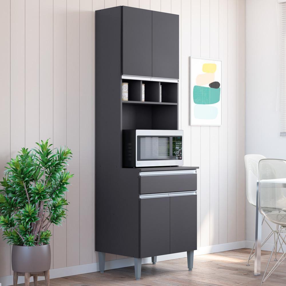 Paneleiro Torre Quente 4 Portas Com Adega Andréia Cinza - Ajl Móveis - 2