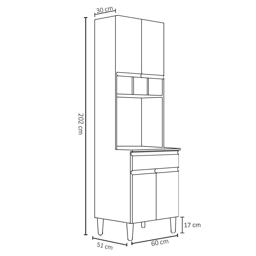 Paneleiro Torre Quente 4 Portas Com Adega Andréia Cinza - Ajl Móveis - 4
