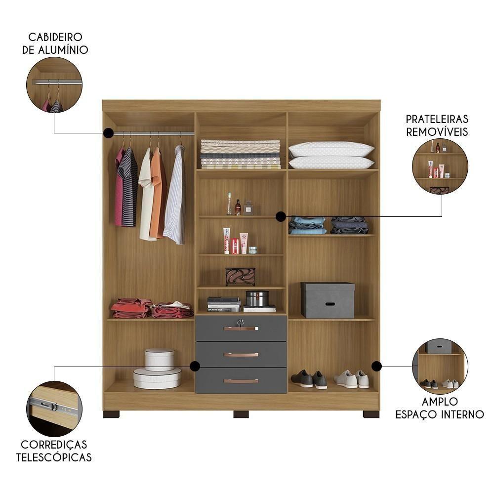 Guarda Roupa Casal Com Espelho 6 Portas Reino Unido Carvalho-grafite - Incorplac - 5