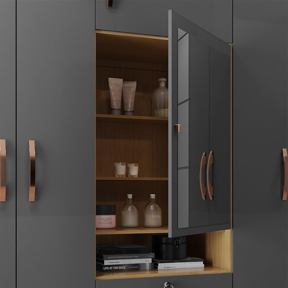 Guarda Roupa Casal Com Espelho 6 Portas Reino Unido Carvalho-grafite - Incorplac - 8