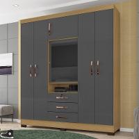 Guarda Roupa Casal Com Espelho 6 Portas Reino Unido Carvalho-grafite - Incorplac - 2