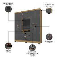 Guarda Roupa Casal Com Espelho 6 Portas Reino Unido Carvalho-grafite - Incorplac - 3