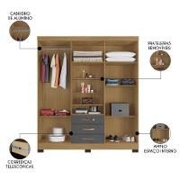 Guarda Roupa Casal Com Espelho 6 Portas Reino Unido Carvalho-grafite - Incorplac - 5