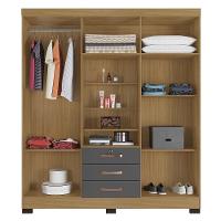 Guarda Roupa Casal Com Espelho 6 Portas Reino Unido Carvalho-grafite - Incorplac - 6