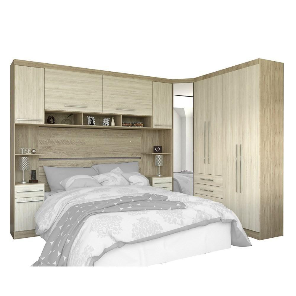 Jogo De Quarto Casal Modulado 6 Peças Master 005 Avelã Rústico-ártico Rústico - Eucamóveis - 1