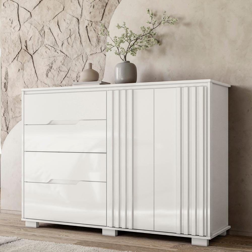 Cômoda Para Quarto 4 Gavetas 147cm Gênova M07 Branco - Mpozenato - 2