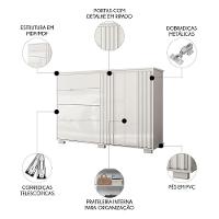 Cômoda Para Quarto 4 Gavetas 147cm Gênova M07 Branco - Mpozenato - 3